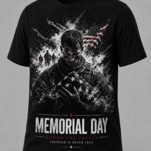 "Honor The Fallen" Memorial Day DTF Print T-Shirt – Black Patriotic Soldier Graphic Tee