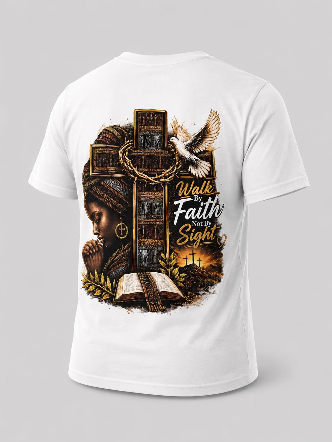 Christian back print graphic tee women - creoxa