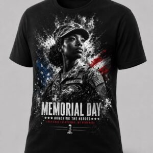 "Honoring the Heroes" Memorial Day Military DTF Print T-Shirt – Patriotic Soldier Graphic Crew Neck Tee
