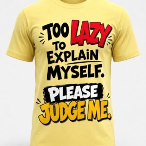 "Too Lazy To Explain Myself" Funny DTF Print T-Shirt – Humorous Graphic Crew Neck Tee