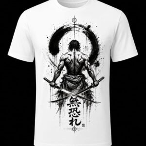 "Fearless Samurai" Japanese Ink Art DTF Print T-Shirt – Zen Warrior Graphic Tee