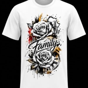 "Family" Chicano Rose DTF Print T-Shirt – Tattoo Art Graphic Crew Neck Tee