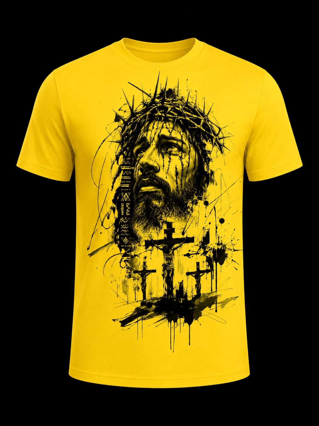 "King of Kings" Jesus Crown of Thorns DTF Print T-Shirt – Christian Graphic Crew Neck Tee