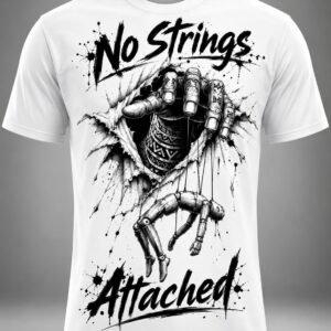 "No Strings Attached" Puppet Master DTF Print T-Shirt – Surreal Graphic Crew Neck Tee