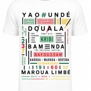 "Cameroon Hubs" Cities Typography DTF Print T-Shirt – Cultural Graphic Crew Neck Tee