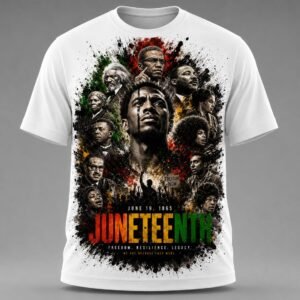 "We Are Because They Were" Juneteenth Leaders DTF Print T-Shirt – Black History Graphic Crew Neck Tee