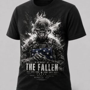 "In Memory of The Fallen" DTF Print T-Shirt – All Gave Some Some Gave All Patriotic Crew Neck Tee